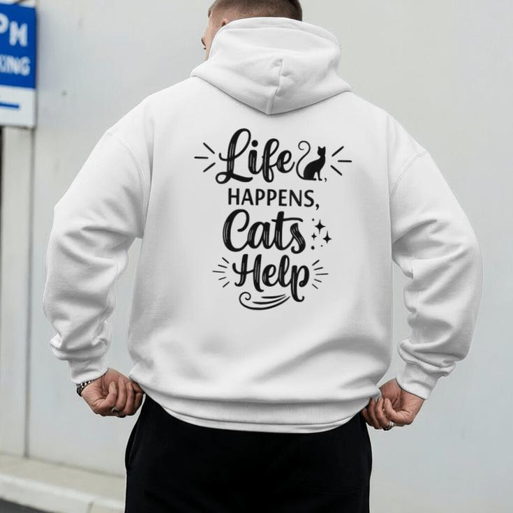 Women's Life Happens Cats Help Cat Lover Cat Moms Cat Dads Men's Hoodie Back Print Women's Life Happens Cats Help Cat Lover Cat Moms Cat Dads Men's Hoodie Back Print