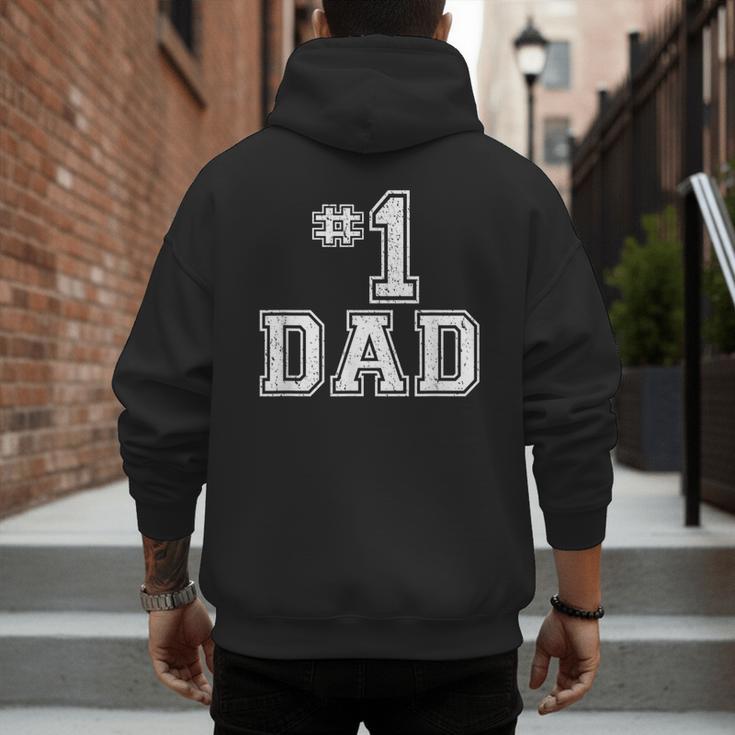 1 Dad Number One Father's Day Vintage Style Men's Hoodie Back Print