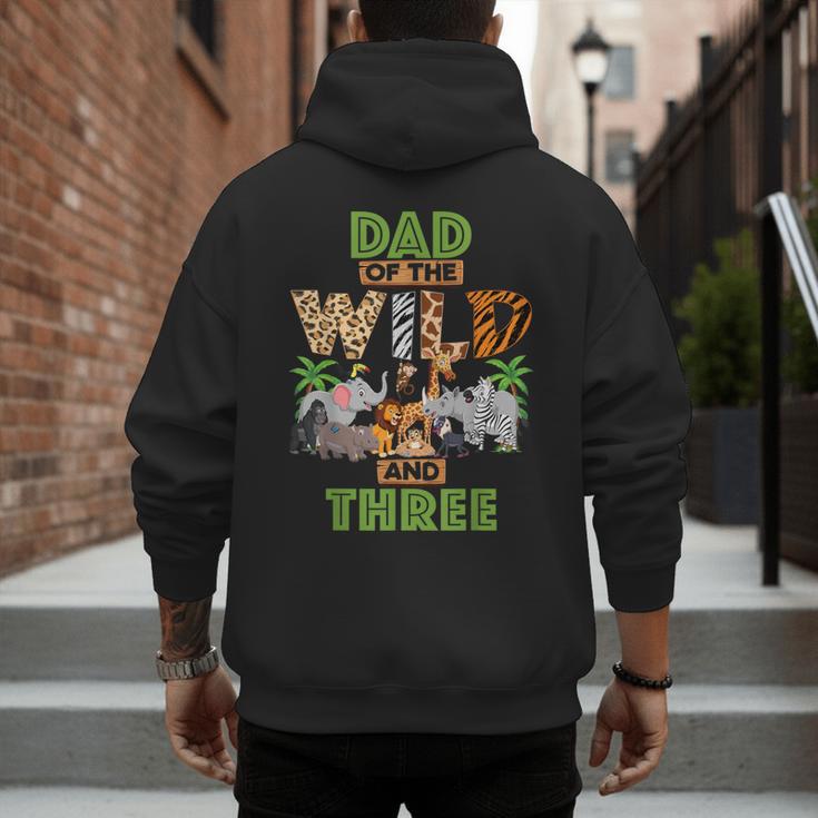 3rd Birthday Zoo Safari Jungle Dad Of The Wild And Three Men's Hoodie Back Print