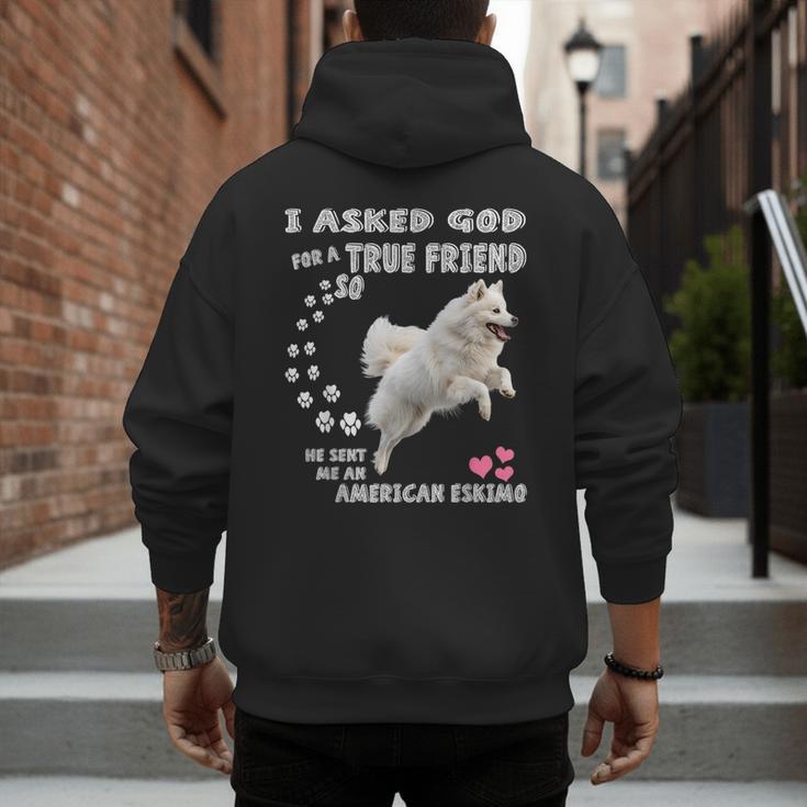 American Eskimo Dog Mom Eskie Dad Art Eskie Lover Quote Men's Hoodie Back Print