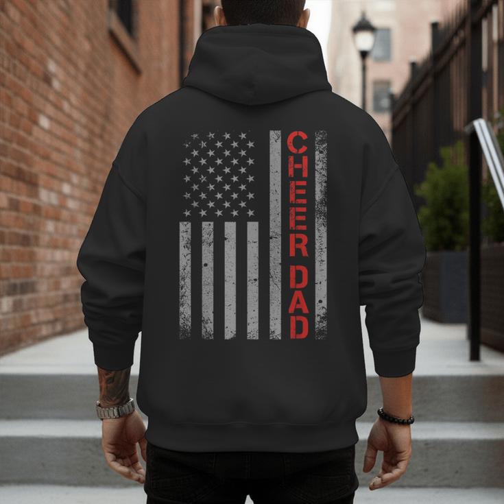 American Flag Cheer Dad Vintage Patriotic Father Cheerleader Men's Hoodie Back Print