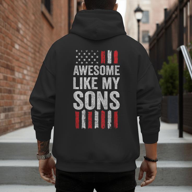 American Flag Dad Mom Awesome Like My Sons Men's Hoodie Back Print