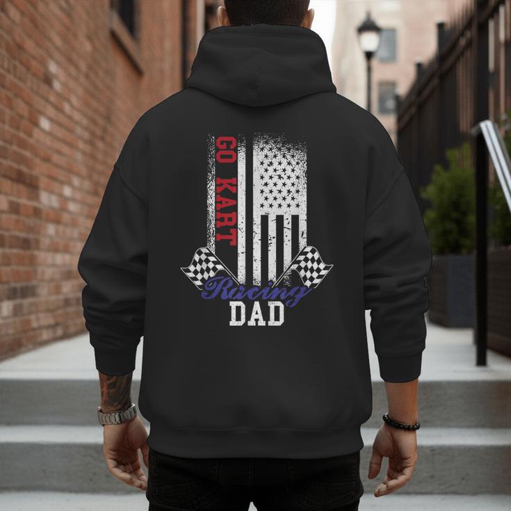 American Flag Go Kart Racing Race Dad Flag Men's Hoodie Back Print