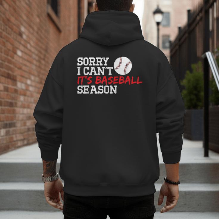 Baseball Mom Dad Sorry I Can'T It'S Baseball Season Men's Hoodie Back Print Baseball Mom Dad Sorry I Can'T It'S Baseball Season Men's Hoodie Back Print