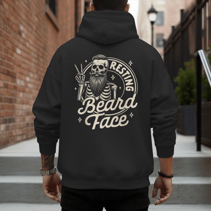 Bearded Dad Daddy Papa Father’s Day Resting Beard Face Men's Hoodie Back Print