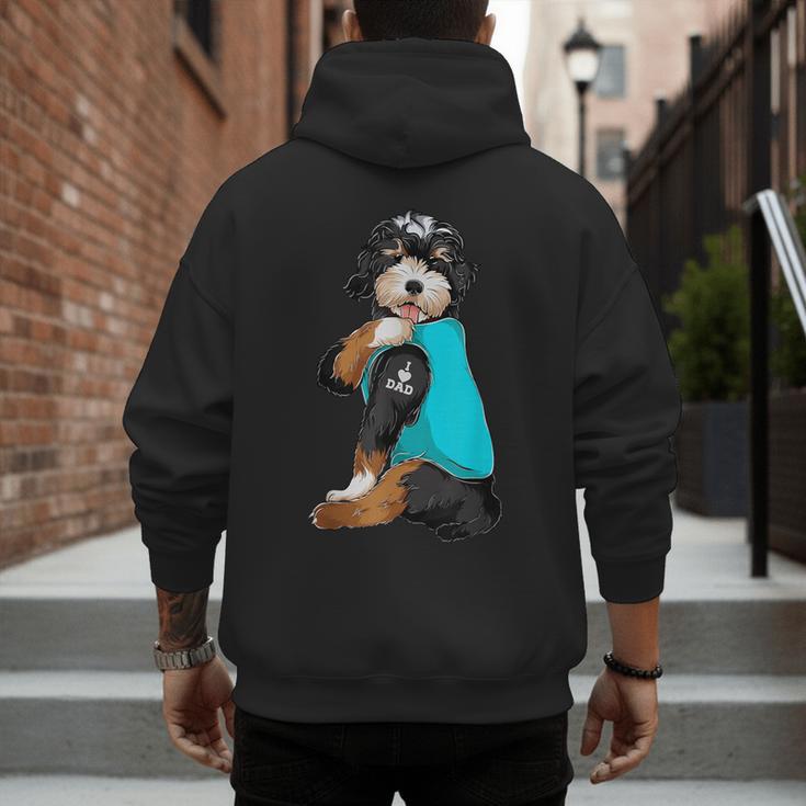 Bernedoodle I Love Dad Tattoo Apparel Dog Dad Dads Men's Hoodie Back Print