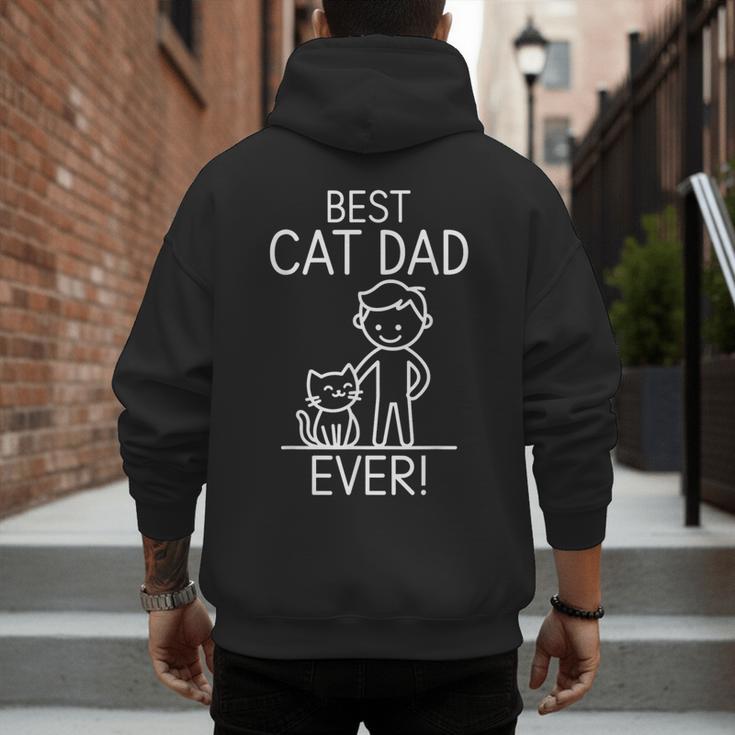 Best Cat Dad Ever Fun Line Art Illustration Men's Hoodie Back Print