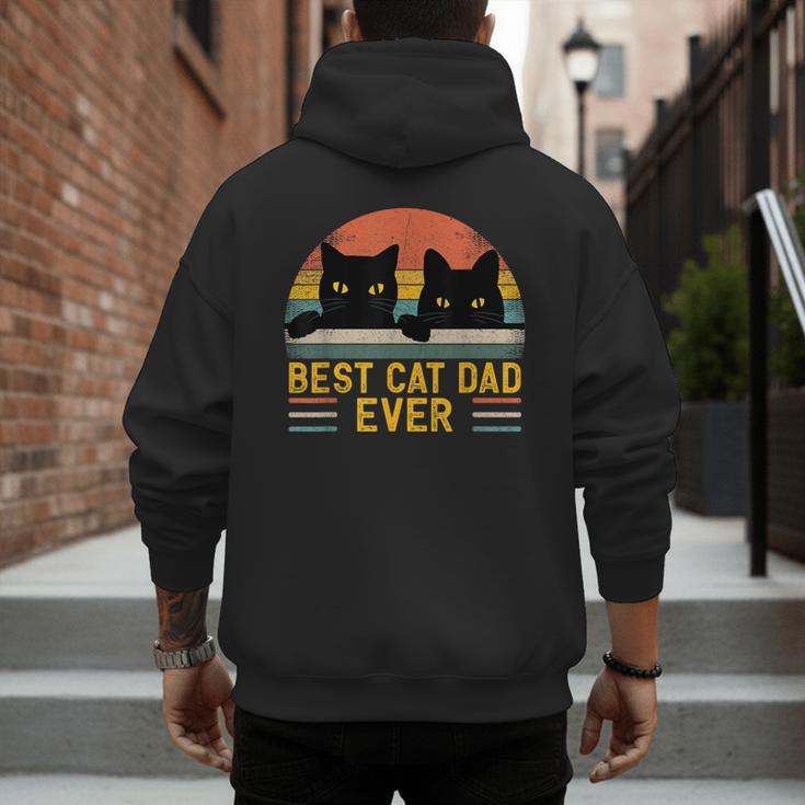 Best Cat Dad Ever Retro Style Cats Lover Men's Hoodie Back Print