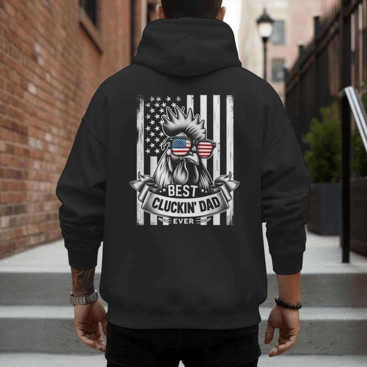 Best Cluckin' Dad Ever Chicken Lover Graphic Tees Cotton Polyester Casual Graphic Small Crew Neck Short Sleeve Men's Hoodie Back Print