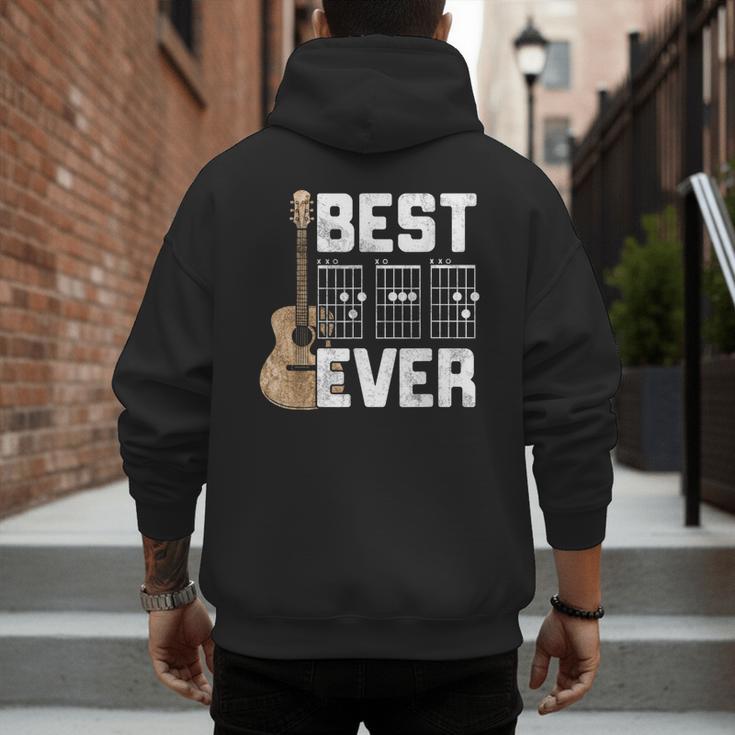 Best Dad Ever Guitarist Father D-A-D Chord Guitar Men's Hoodie Back Print