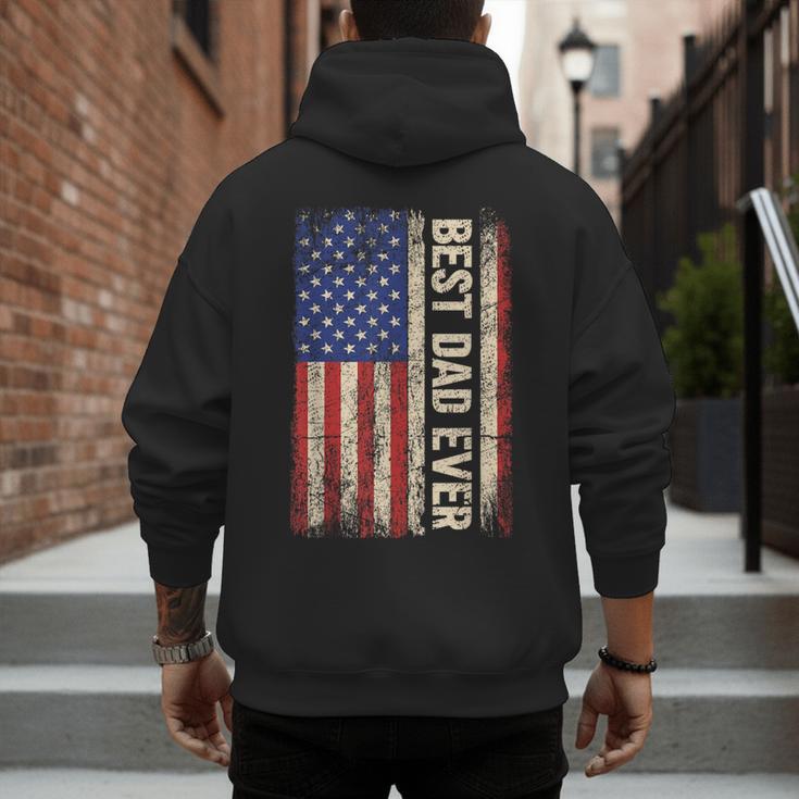 Best Dad Ever US American Flag For Father's Day Men Men's Hoodie Back Print