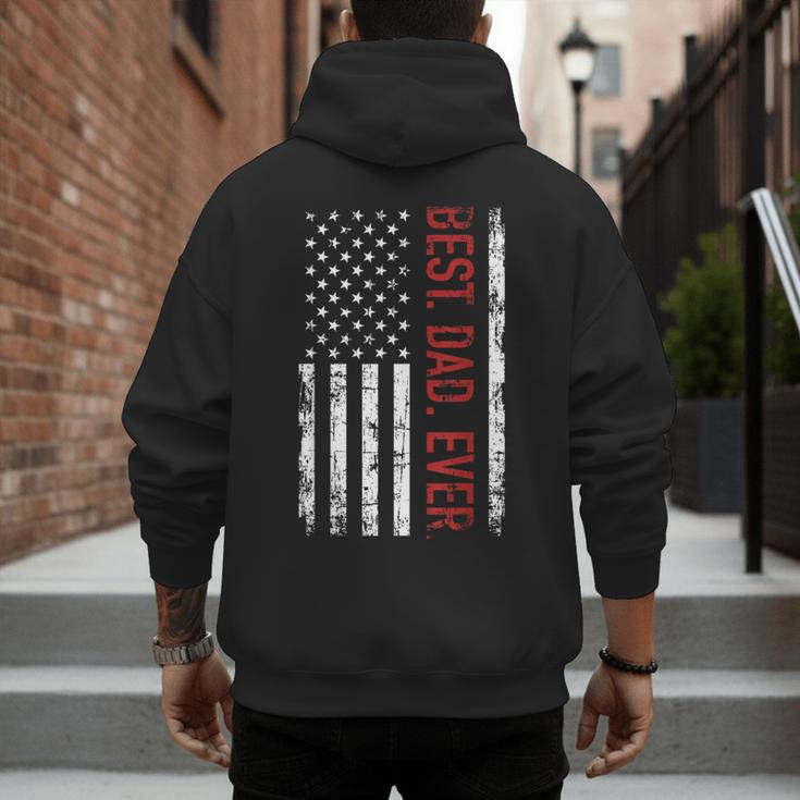 Best Dad Ever US American Flag Gift For Father's Day Short Sleeve Men's Hoodie Back Print