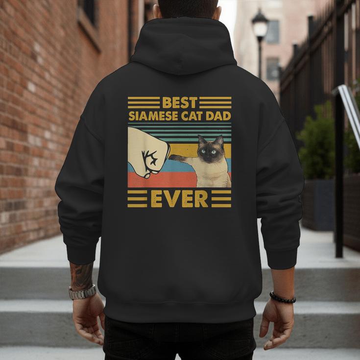 Best Siamese Cat Dad Ever Retro Vintage Sunset Men's Hoodie Back Print