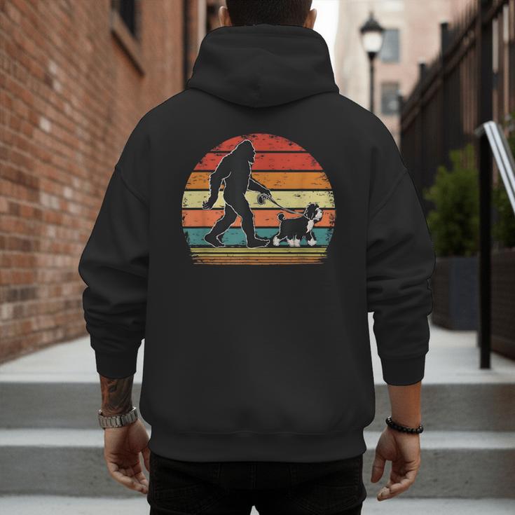 Bigfoot Walking a Dog Bernedoodle Dog Dad Men's Hoodie Back Print
