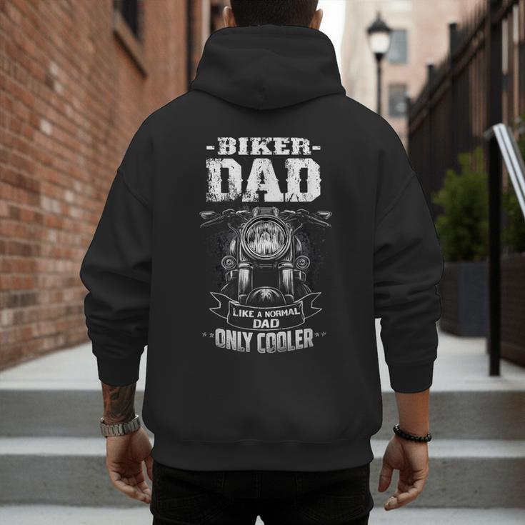 Biker Dad Like a Normal Dad Only Cooler Motorcyclist Men's Hoodie Back Print