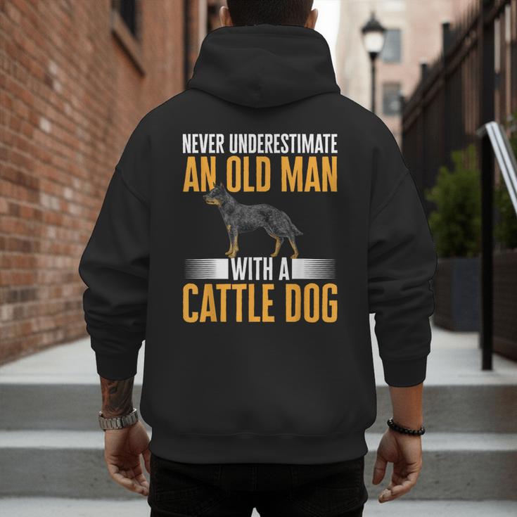 Blue Heeler Dad Australian Cattle Dog Men Men's Hoodie Back Print Blue Heeler Dad Australian Cattle Dog Men Men's Hoodie Back Print