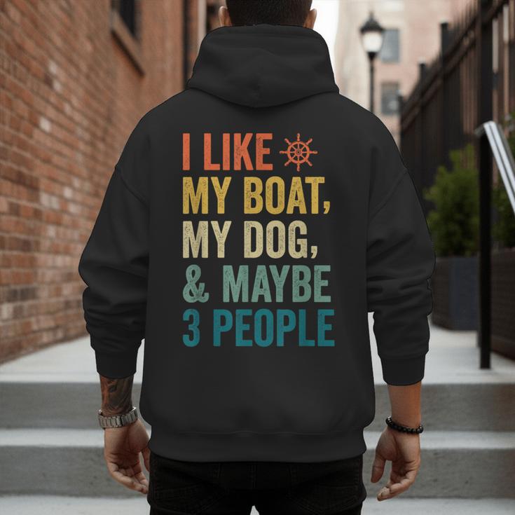 I Like My Boat Dog And Maybe 3 People Retro Sailor Dad Men's Hoodie Back Print