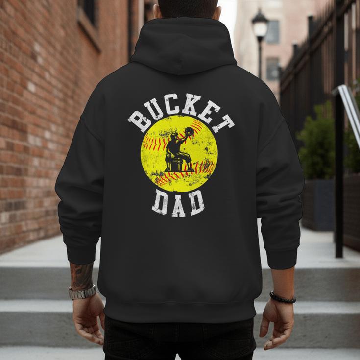 Bucket Dad Softball Dad Baseball Father's Coach Men's Hoodie Back Print