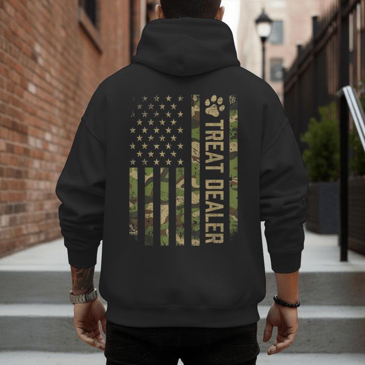 Camo Cat Treat Dealer American Flag US Cat Dad 4th Of July For Men Women Men's Hoodie Back Print