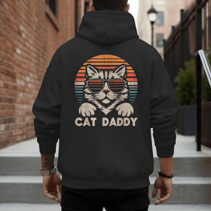 Cat Daddy Sunglasses Sunset Retro Fur Dad Papa Kitten Men Men's Hoodie Back Print