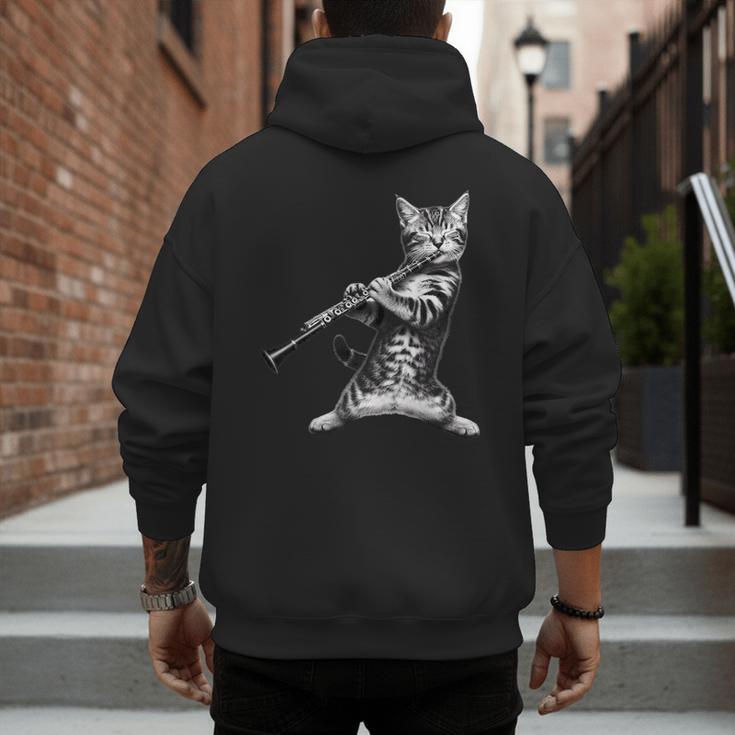 Cat Playing The Clarinet For Cat Lover Cat Mom Cat Dad Men's Hoodie Back Print Cat Playing The Clarinet For Cat Lover Cat Mom Cat Dad Men's Hoodie Back Print