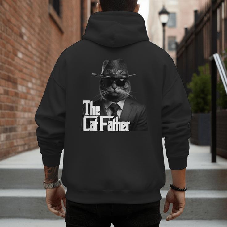 The Catfather Fathersday Best Birthday Cat Dad Men's Hoodie Back Print
