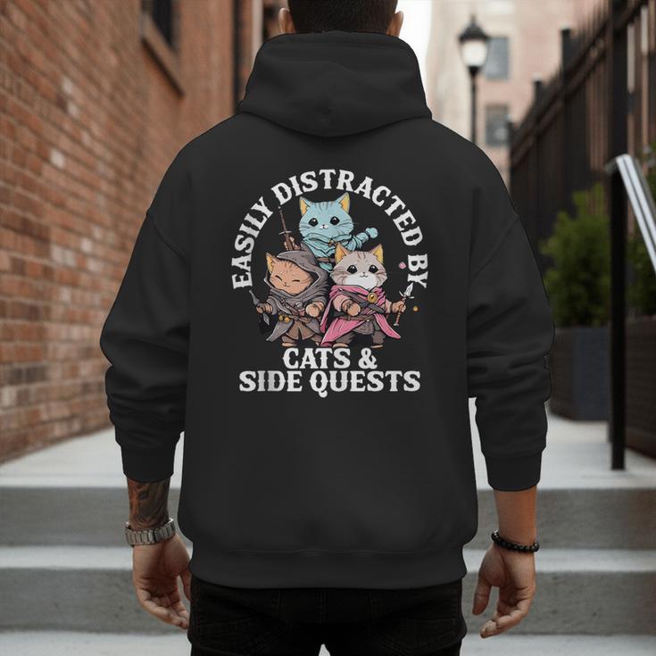 Cats Side Quest Distracted Tabletop Men Women Kids Dad Men's Hoodie Back Print