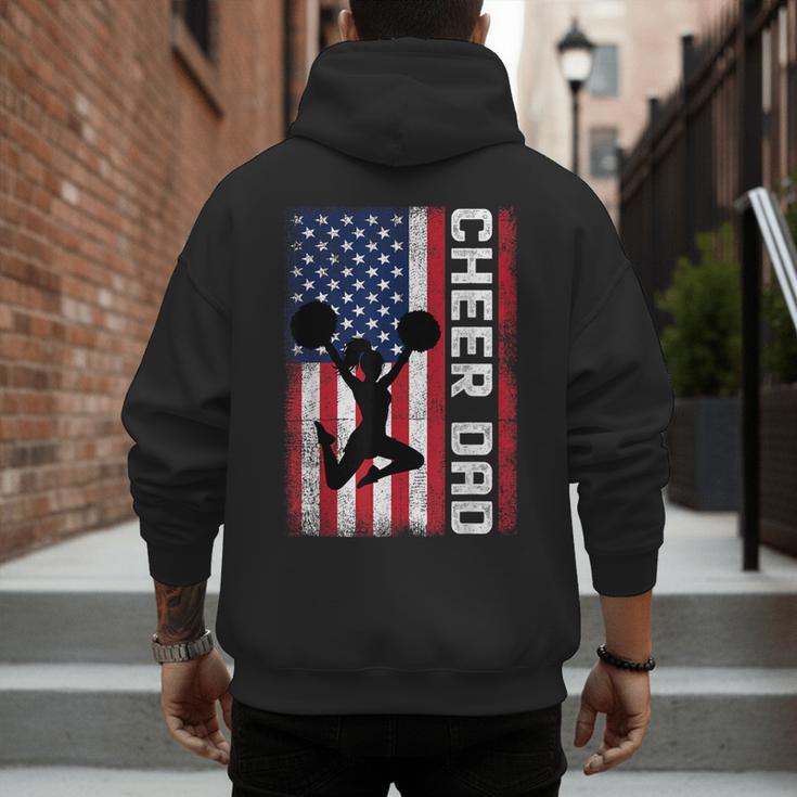 Cheer Dad American Flag Cheerleader Support Men's Hoodie Back Print