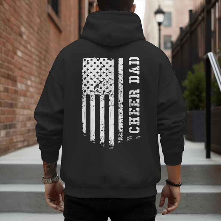 Cheer Dad Cheerleading American Flag Fathers Day Cheerleader Men's Hoodie Back Print