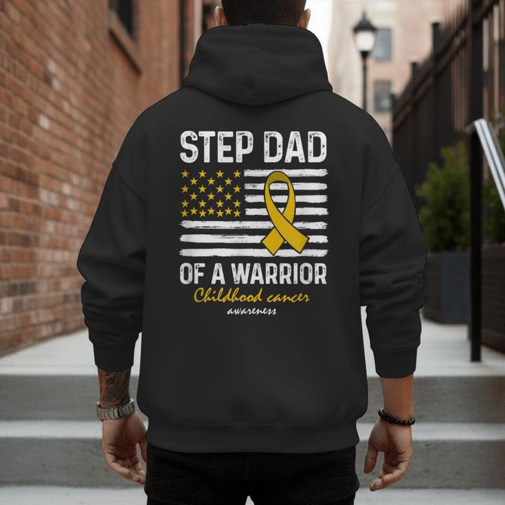 Childhood Cancer Survivor Support Step Dad Of A Warrior Men's Hoodie Back Print
