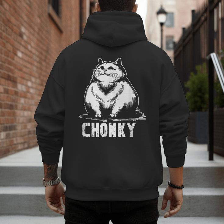 Chonk Fat And Hairy Cat Cats Kittens Dad Graphic Mom Funny Men's Hoodie Back Print Chonk Fat And Hairy Cat Cats Kittens Dad Graphic Mom Funny Men's Hoodie Back Print