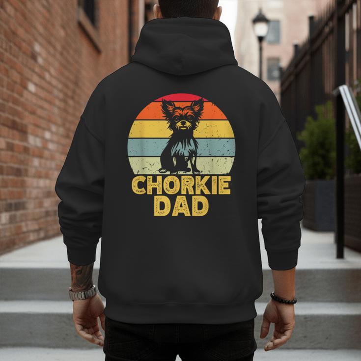 Chorkie Dad Retro Sunset Chihuahua Yorkie Mix Lover Men's Hoodie Back Print