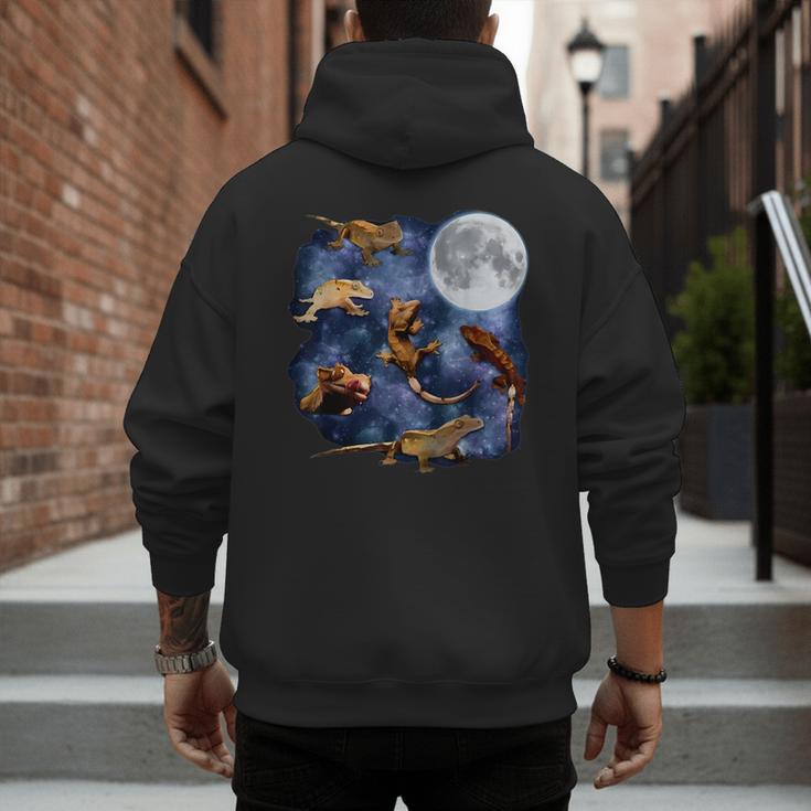 Crested Gecko Moon Retro Reptile Mom Dad Breeder Lover Men's Hoodie Back Print