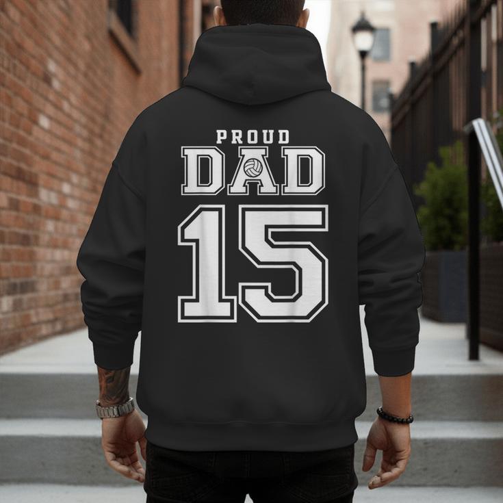 Custom Proud Volleyball Dad Number 15 Personalized For Men Men's Hoodie Back Print