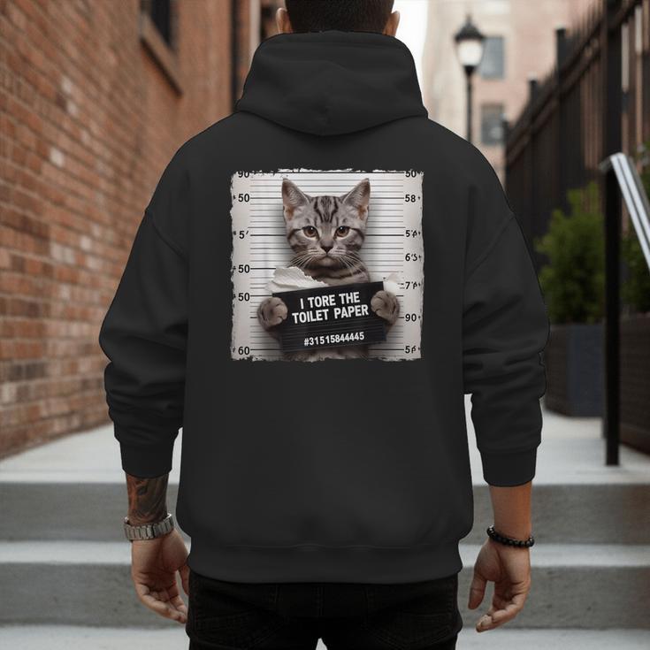 Cute Cat Mugshot Humorous Cat For Cats Lover Cat Mom Cat Dad Men's Hoodie Back Print