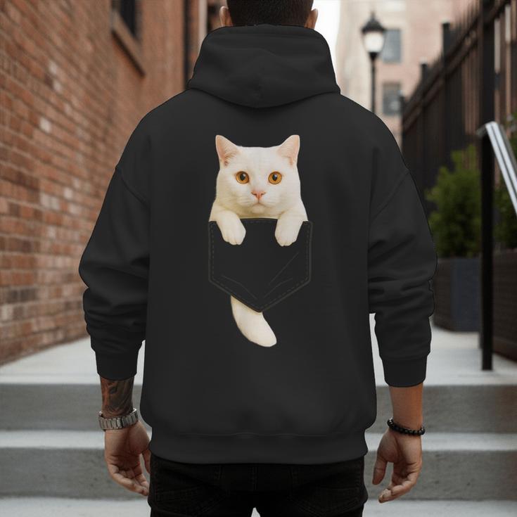 Cute Cat Pocket Cat Mom Cat Dad Cat Lover Men's Hoodie Back Print