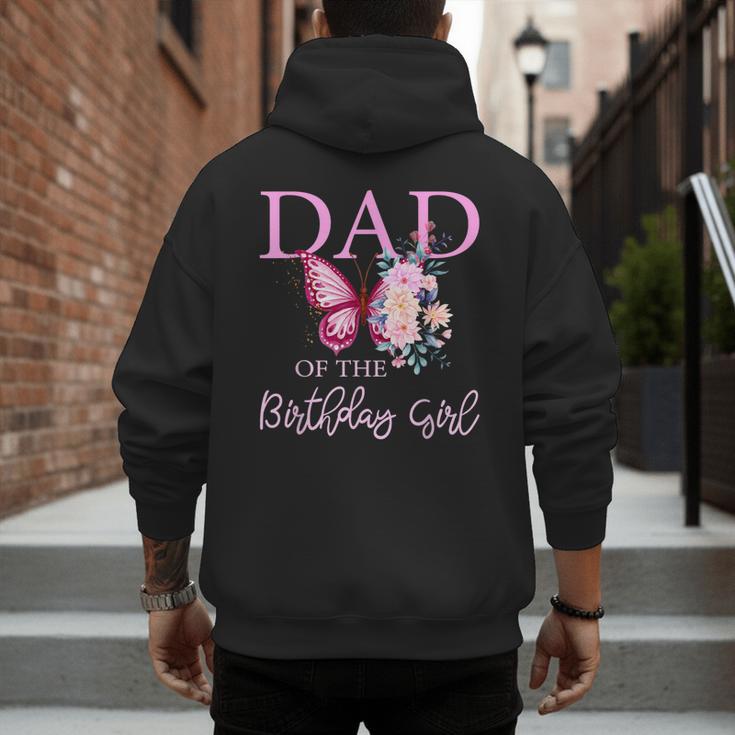 Dad 1st First Birthday Matching Family Butterfly Floral Men's Hoodie Back Print