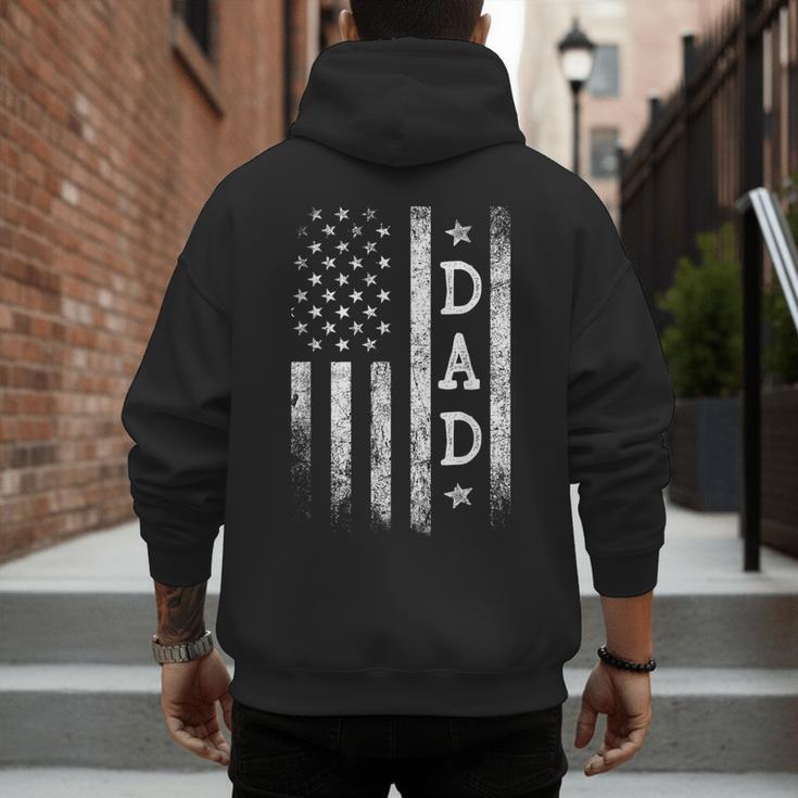 Dad American Flag Dad Patriotic Father's Day Men's Hoodie Back Print