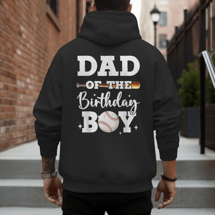 Dad Of The Birthday Boy Baseball Bday Family Men's Hoodie Back Print