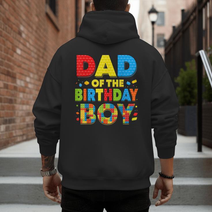 Dad Of The Birthday Boy Building Block Birthday Men's Hoodie Back Print