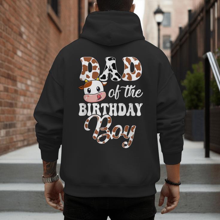 Dad Of The Birthday Boy Cow Farm 1St Birthday Boy Men's Hoodie Back Print