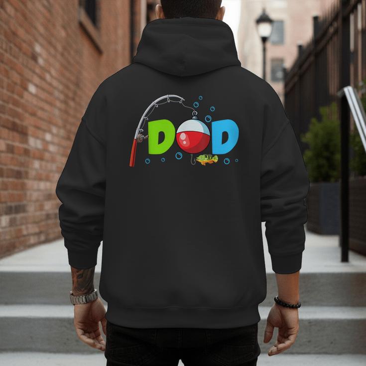 Dad Of The Birthday Boy Birthday Fishing Family Men's Hoodie Back Print