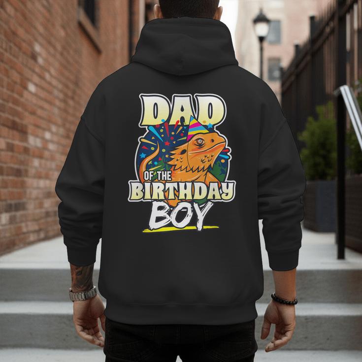 Dad Of Birthday Boy Kids Reptile Birthday Party Men's Hoodie Back Print