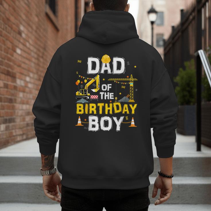 Dad Of The Birthday Boy Matching Construction Crew B-Day Men's Hoodie Back Print