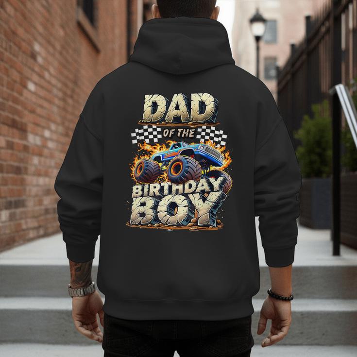 Dad Of The Birthday Boy Monster Truck Family Matching Party Men's Hoodie Back Print
