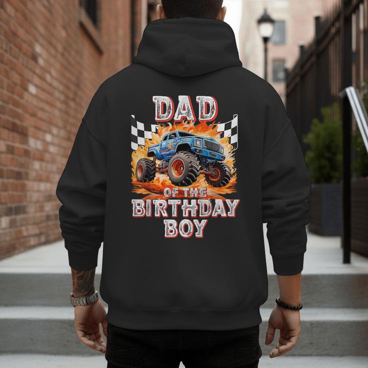 Dad Of The Birthday Boy Monster Truck Birthday Men's Hoodie Back Print
