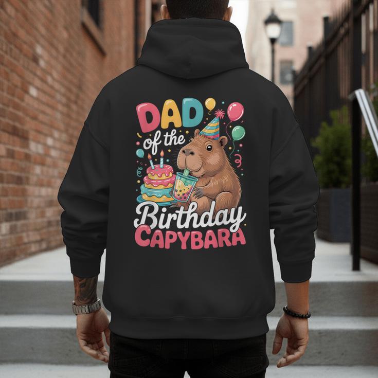 Dad Of The Birthday Capybara Boba Tea Girl Bday Party Family Men's Hoodie Back Print