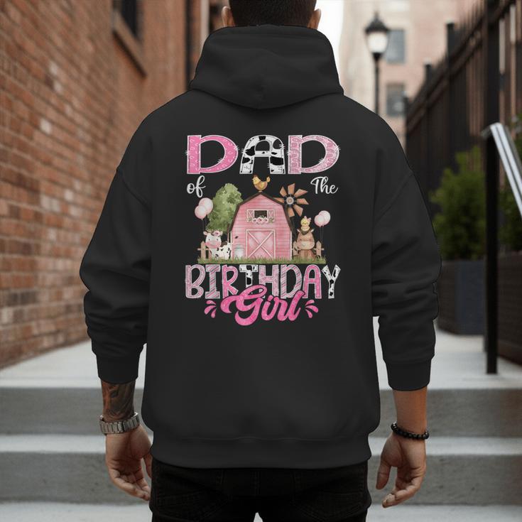 Dad Of The Birthday Girl 1St Birthday Pink Cow Farm Men's Hoodie Back Print