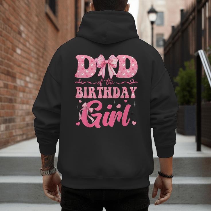 Dad Of The Birthday Girl Family Pink Coquette Bow Men's Hoodie Back Print