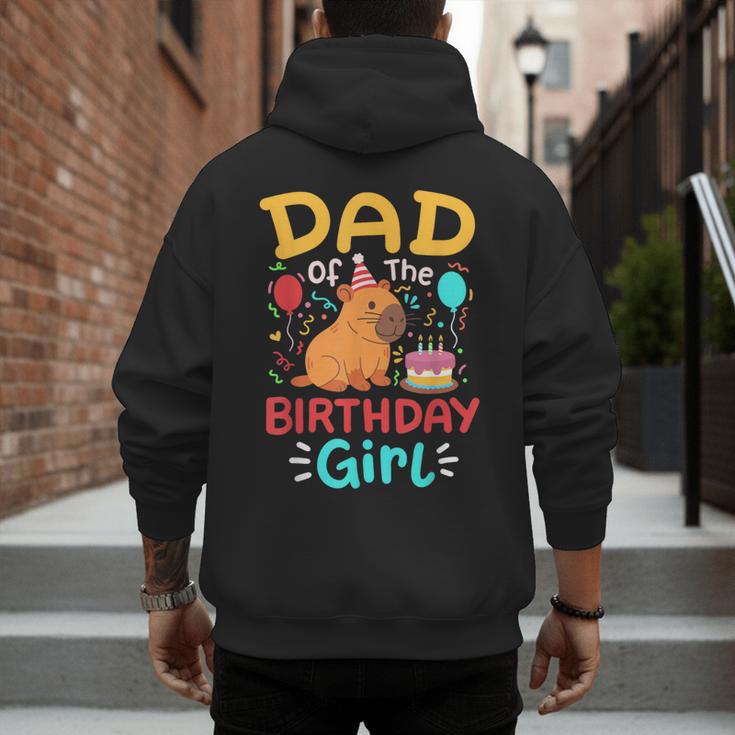 Dad Of The Birthday Girl Kids Cute Capybara Bday Family Men's Hoodie Back Print
